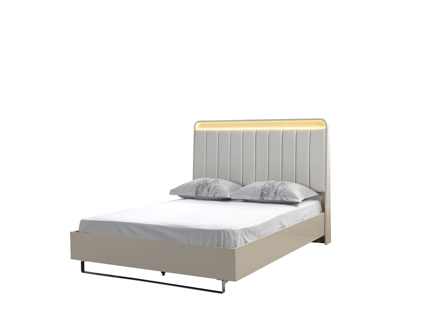 Viola Cream High Gloss Lacquer 4-Piece Queen Bedroom Set - VIOLABEDROOM-4PCQ - Luna Furniture - Dallas Store