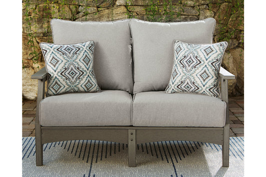 Visola Gray Outdoor Loveseat with Cushion - P802-835 - Luna Furniture - Dallas Store