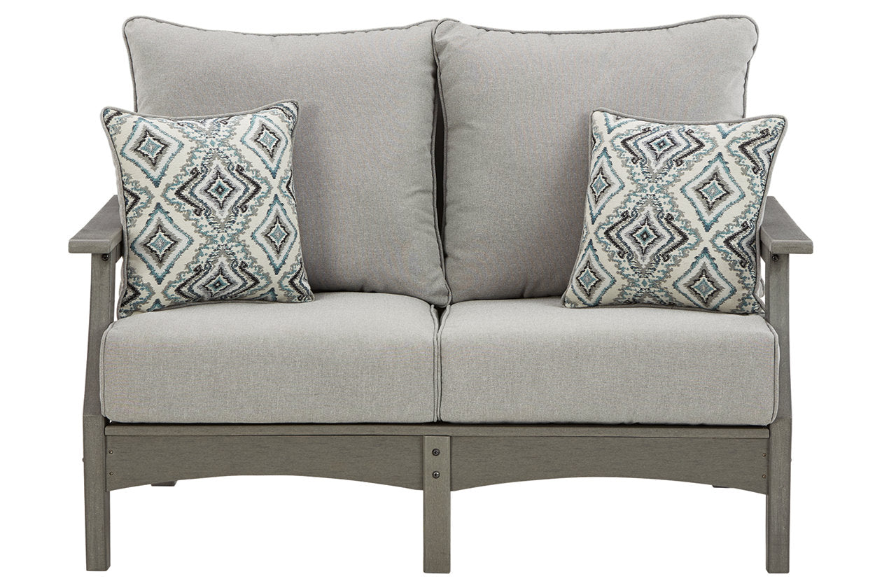 Visola Gray Outdoor Loveseat with Cushion - P802-835 - Luna Furniture - Dallas Store