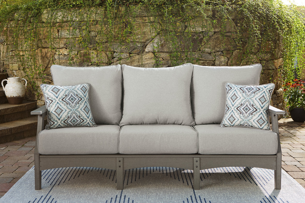Visola Gray Outdoor Sofa with Cushion - P802-838 - Luna Furniture - Dallas Store