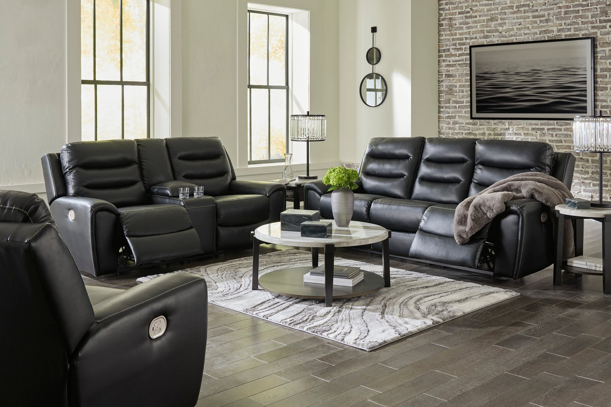 Warlin Black Power Reclining Living Room Set - SET | 6110515 | 6110518 - Luna Furniture - Dallas Store