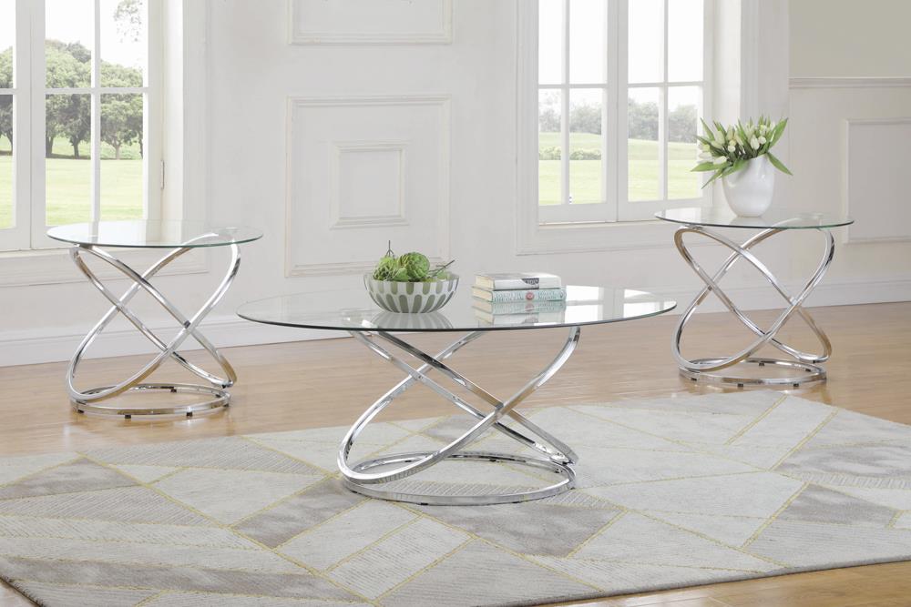 Warren 3-Piece Occasional Set Chrome/Clear - 722373 - Luna Furniture - Dallas Store