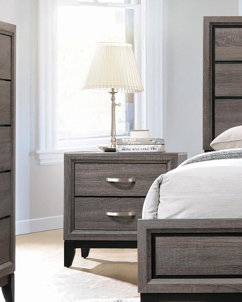 Watson 2-Drawer Nightstand Gray Oak/Black - 212422 - Luna Furniture - Dallas Store