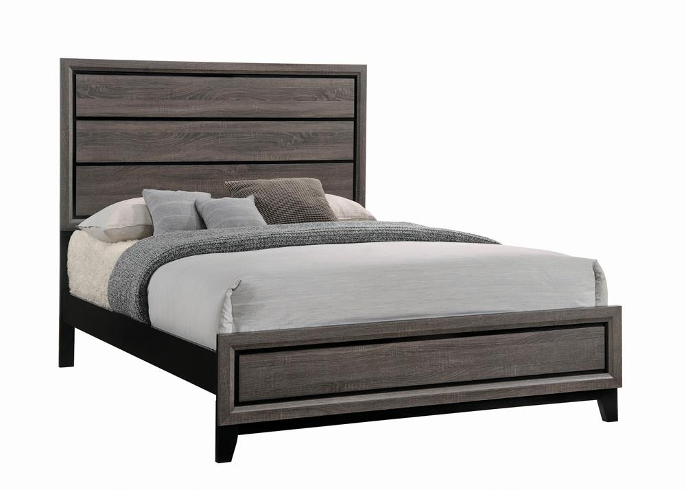 Watson Eastern King Bed Gray Oak/Black - 212421KE - Luna Furniture - Dallas Store