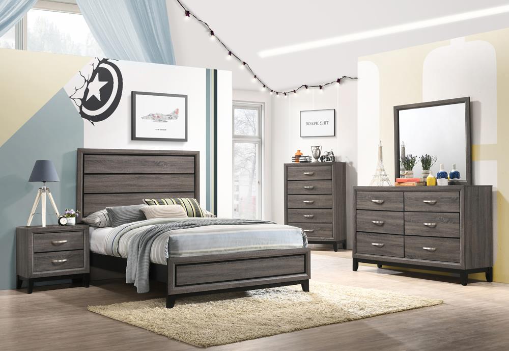 Watson Full Panel Bed Gray Oak - 212421F - Luna Furniture - Dallas Store