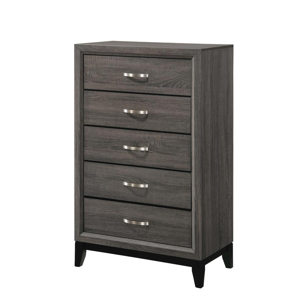 Watson Gray Oak/Black 5-Drawer Chest - 212425 - Luna Furniture - Dallas Store