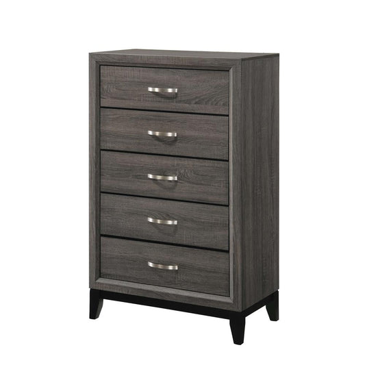 Watson Gray Oak/Black 5-Drawer Chest - 212425 - Luna Furniture - Dallas Store