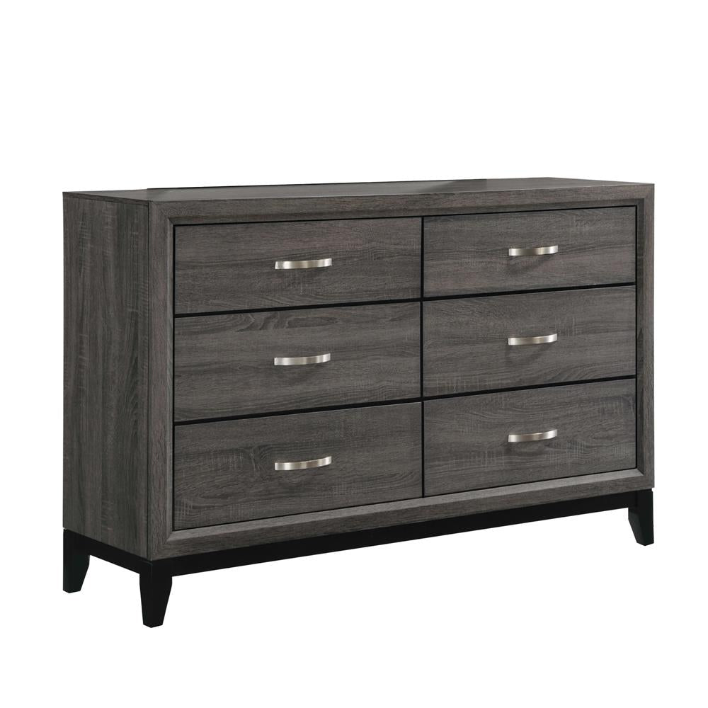 Watson Gray Oak/Black 6-Drawer Dresser - 212423 - Luna Furniture - Dallas Store