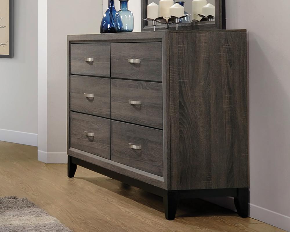 Watson Gray Oak/Black 6-Drawer Dresser - 212423 - Luna Furniture - Dallas Store