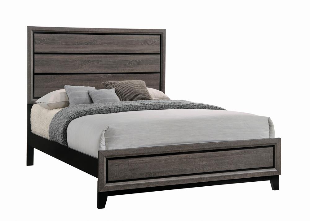 Watson Queen Bed Gray Oak/Black - 212421Q - Luna Furniture - Dallas Store