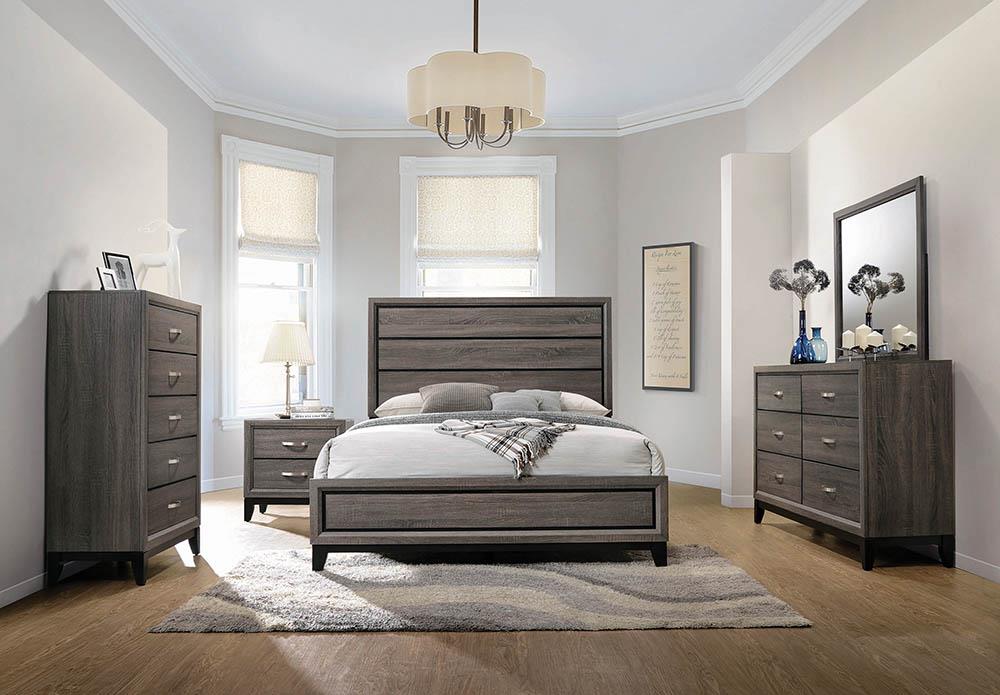 Watson Queen Bed Gray Oak/Black - 212421Q - Luna Furniture - Dallas Store