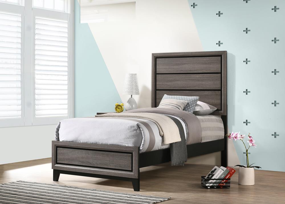 Watson Twin Panel Bed Gray Oak - 212421T - Luna Furniture - Dallas Store