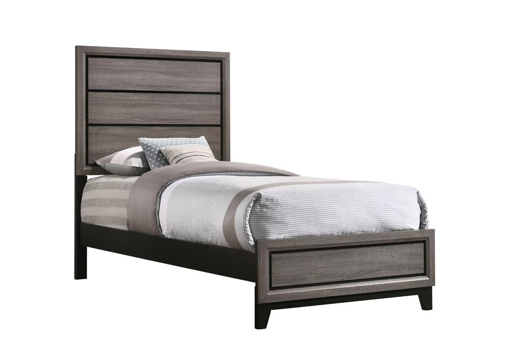 Watson Twin Panel Bed Gray Oak - 212421T - Luna Furniture - Dallas Store