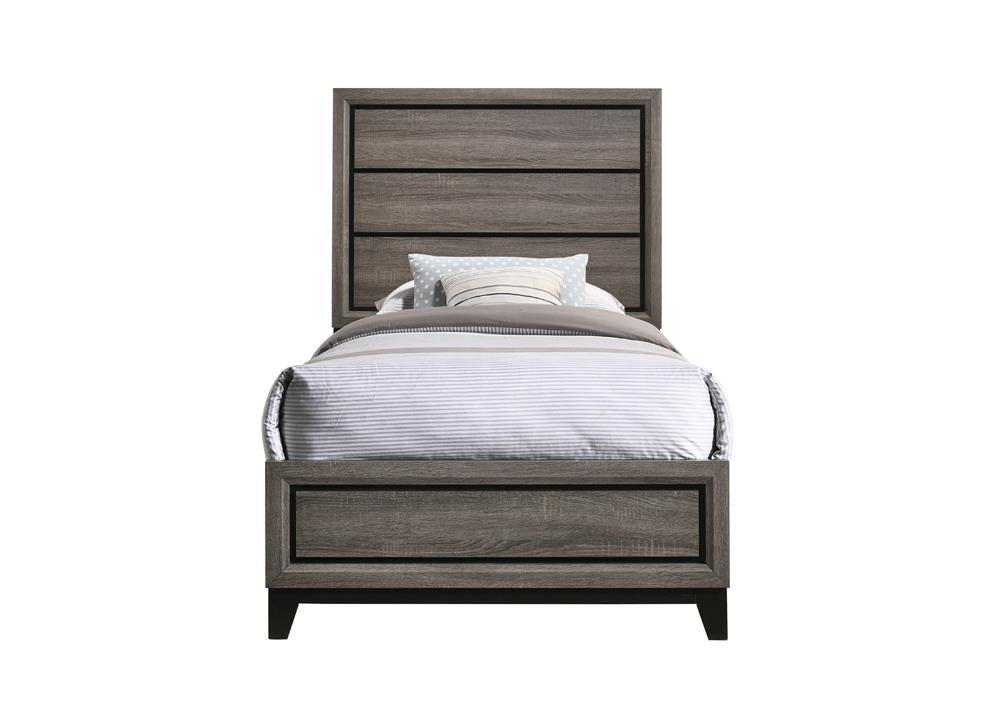 Watson Twin Panel Bed Gray Oak - 212421T - Luna Furniture - Dallas Store
