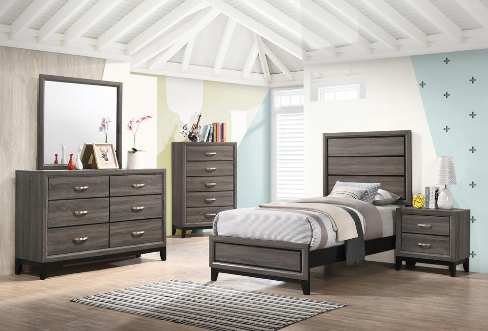 Watson Twin Panel Bed Gray Oak - 212421T - Luna Furniture - Dallas Store