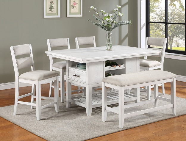 Wendy White Counter Height Bench - 2717-BENCH - Luna Furniture - Dallas Store