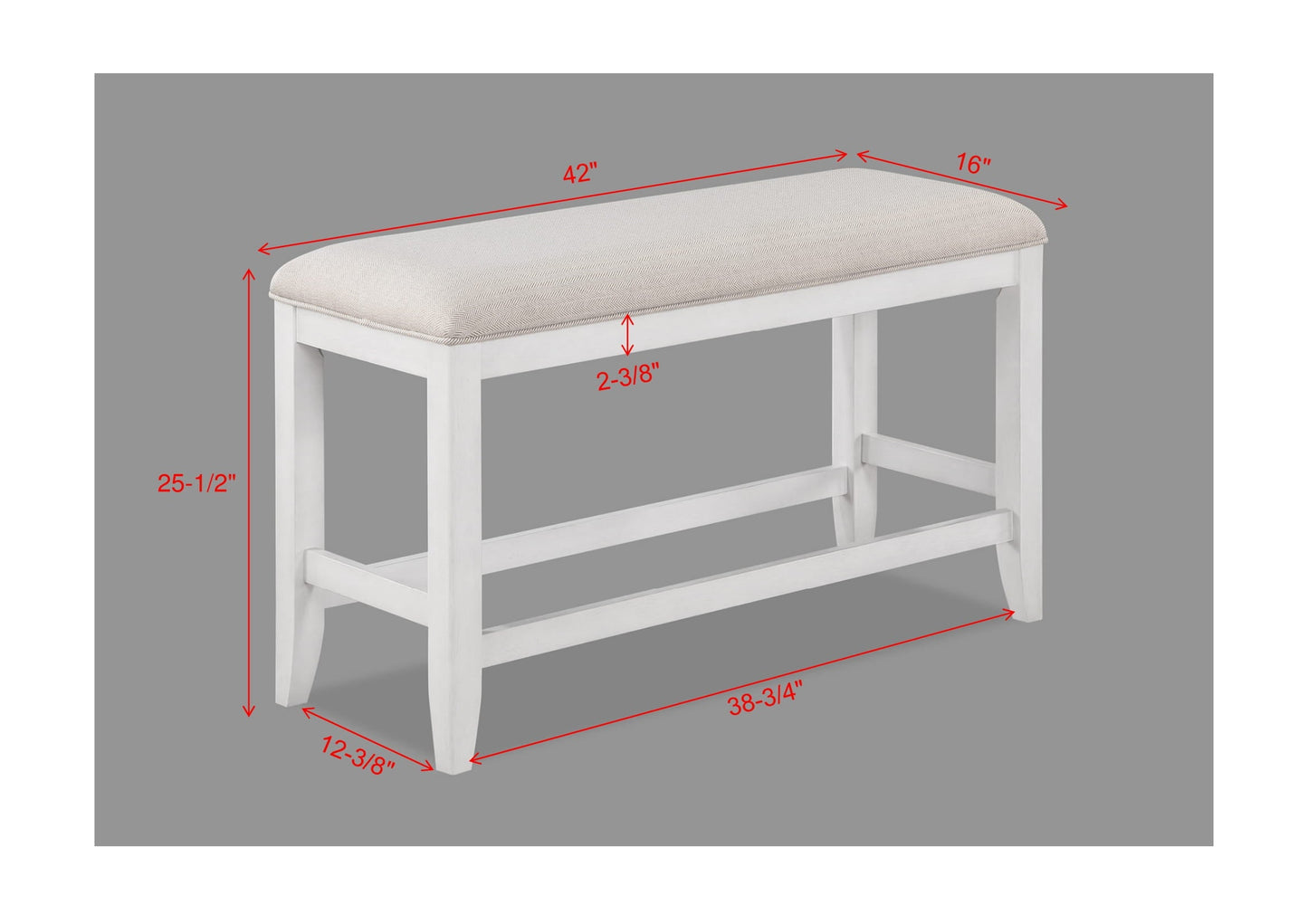 Wendy White Counter Height Bench - 2717-BENCH - Luna Furniture - Dallas Store