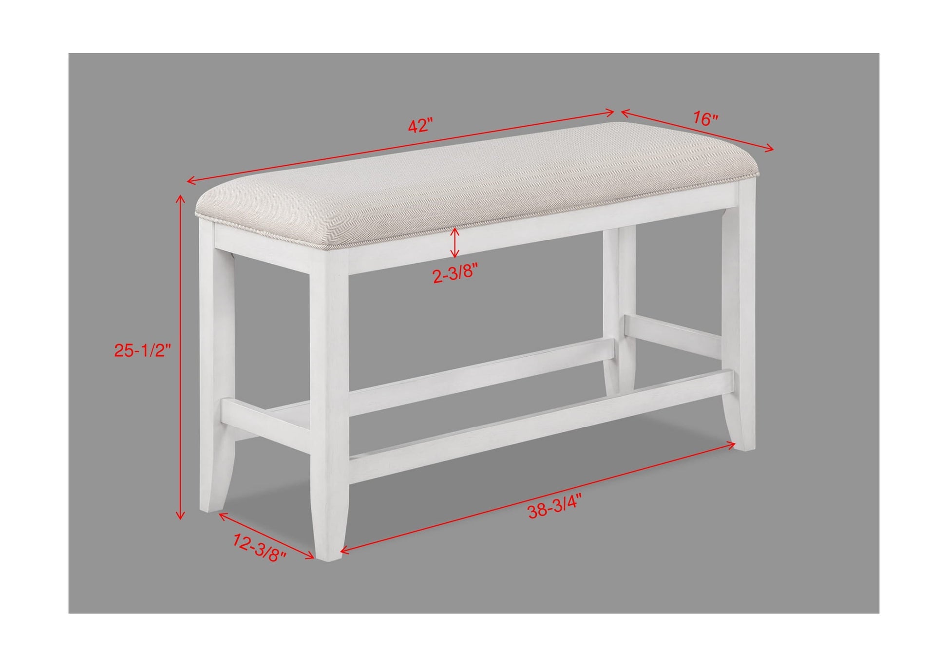 Wendy White Counter Height Bench - 2717-BENCH - Luna Furniture - Dallas Store