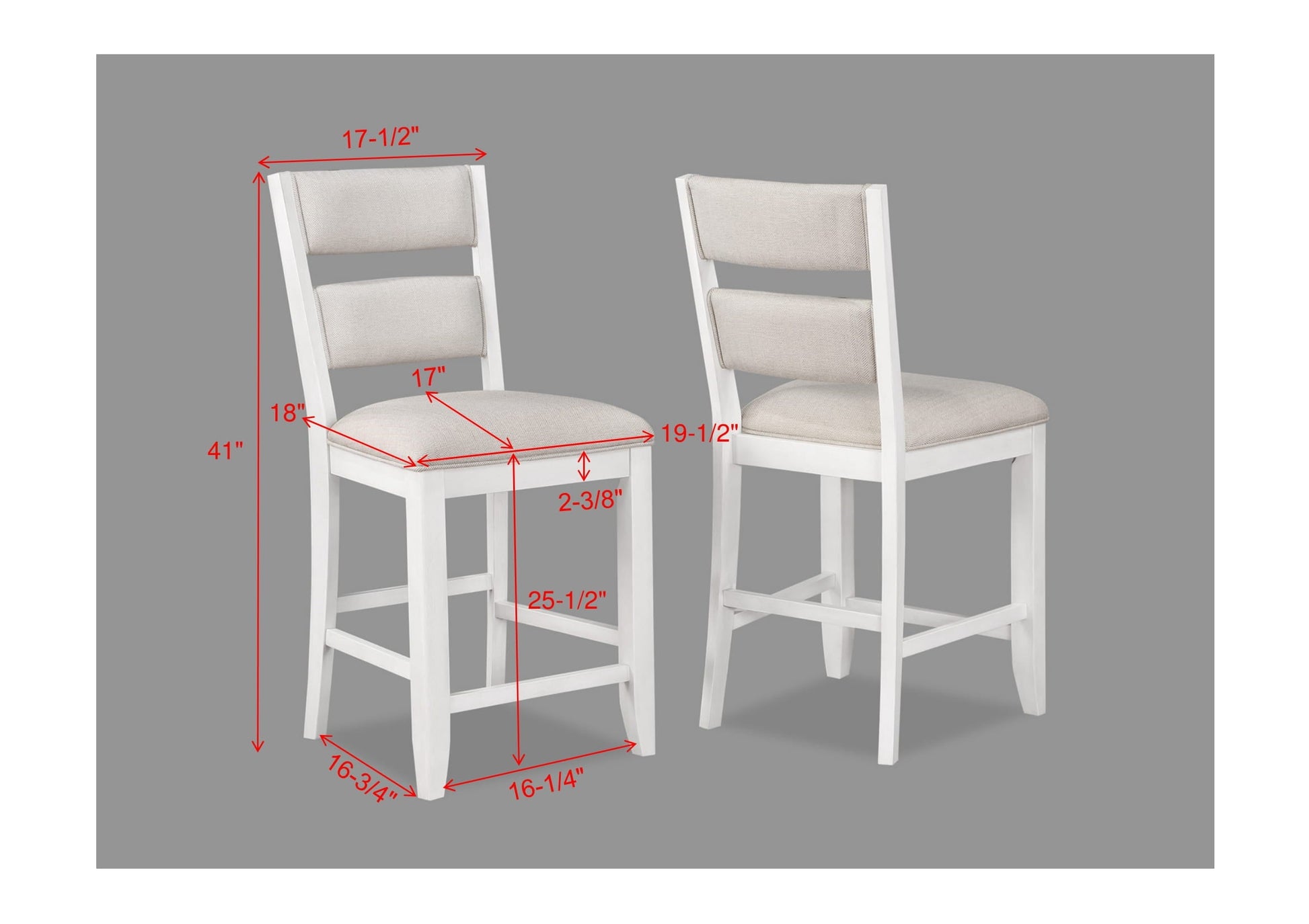 Wendy White Counter Height Chair, Set of 2 - 2717S-24 - Luna Furniture - Dallas Store