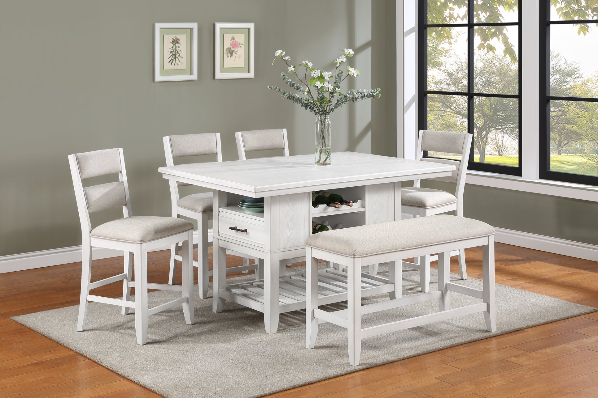 Wendy White Counter Height Table - SET | 2717T-4060-TOP | 2717T-4060-BASE - Luna Furniture - Dallas Store