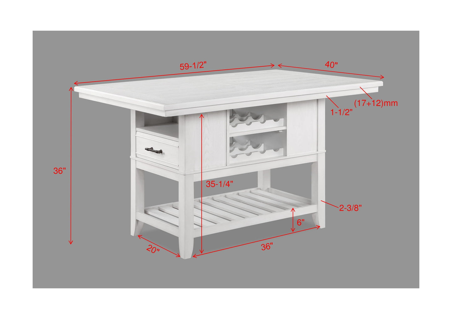Wendy White Counter Height Table - SET | 2717T-4060-TOP | 2717T-4060-BASE - Luna Furniture - Dallas Store