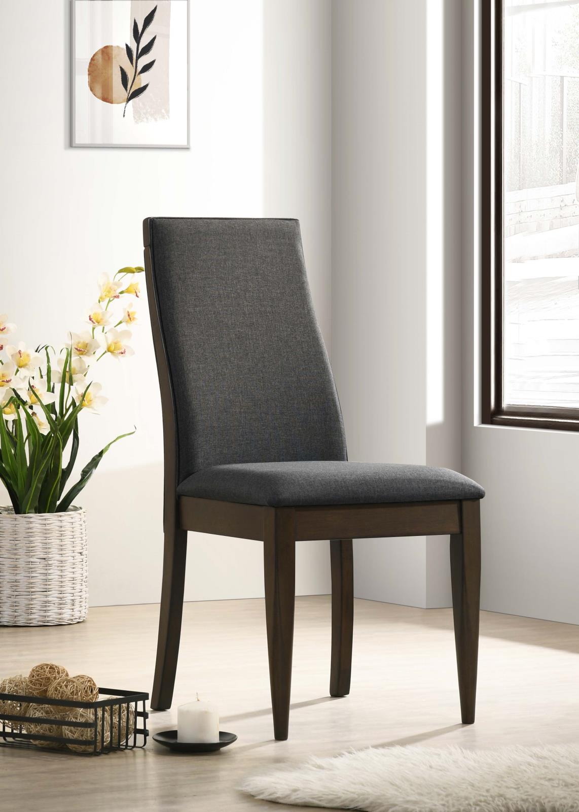 Wes Upholstered Side Chair (Set of 2) Gray/Dark Walnut - 115272 - Luna Furniture - Dallas Store