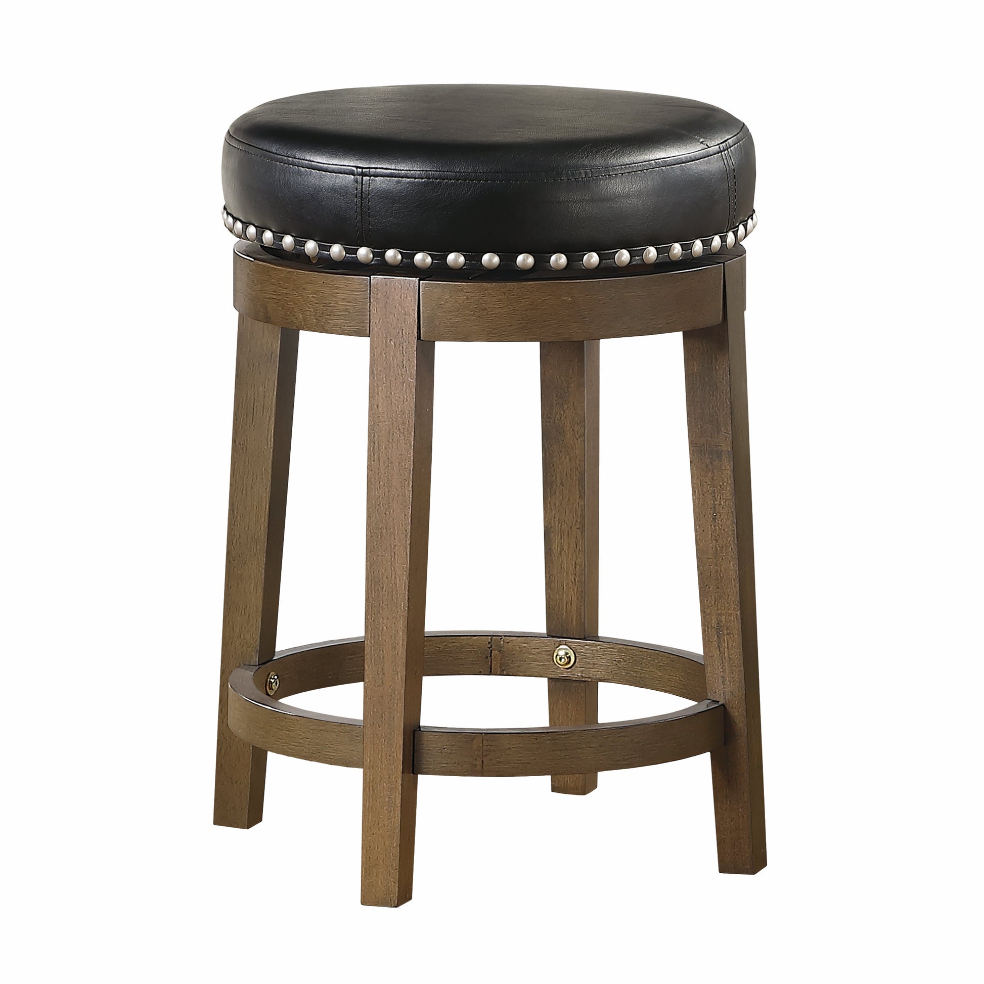 Westby Black/Brown Round Swivel Counter Height Stool, Set of 2 - 5681BLK-24 - Luna Furniture - Dallas Store