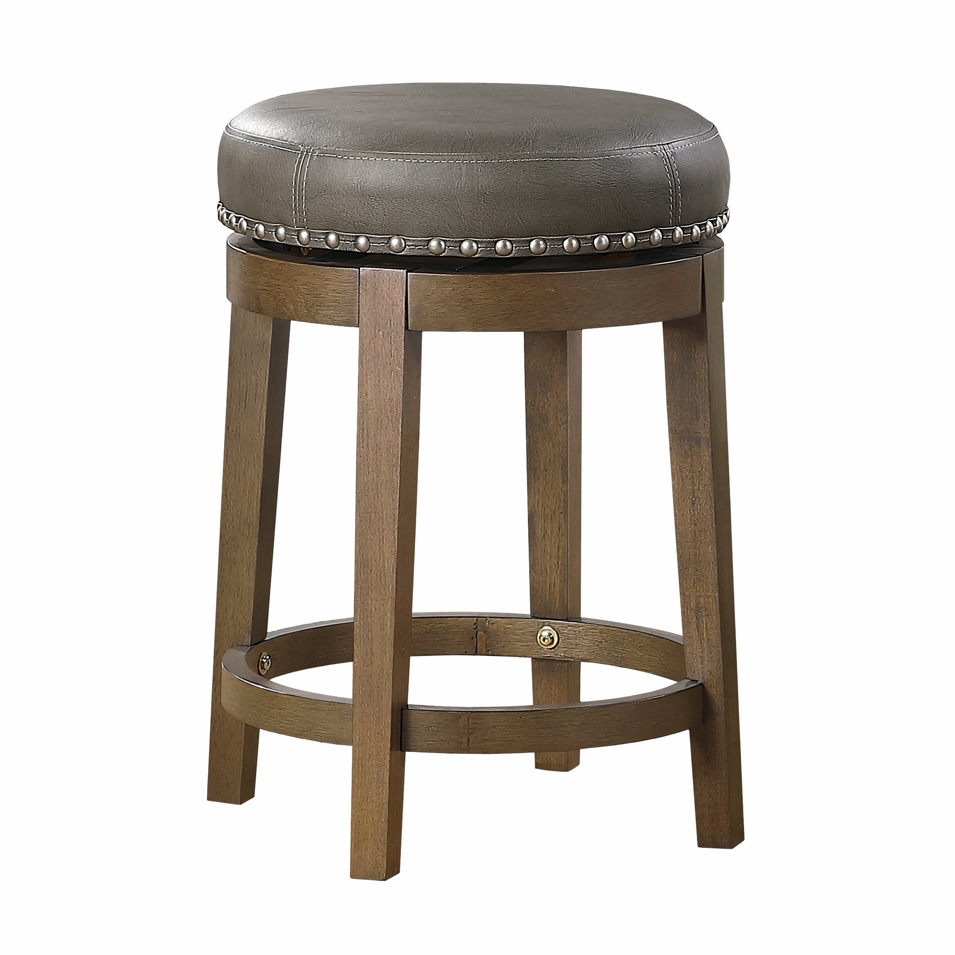 Westby Gray/Brown Round Swivel Counter Height Stool, Set of 2 - 5681GRY-24 - Luna Furniture - Dallas Store