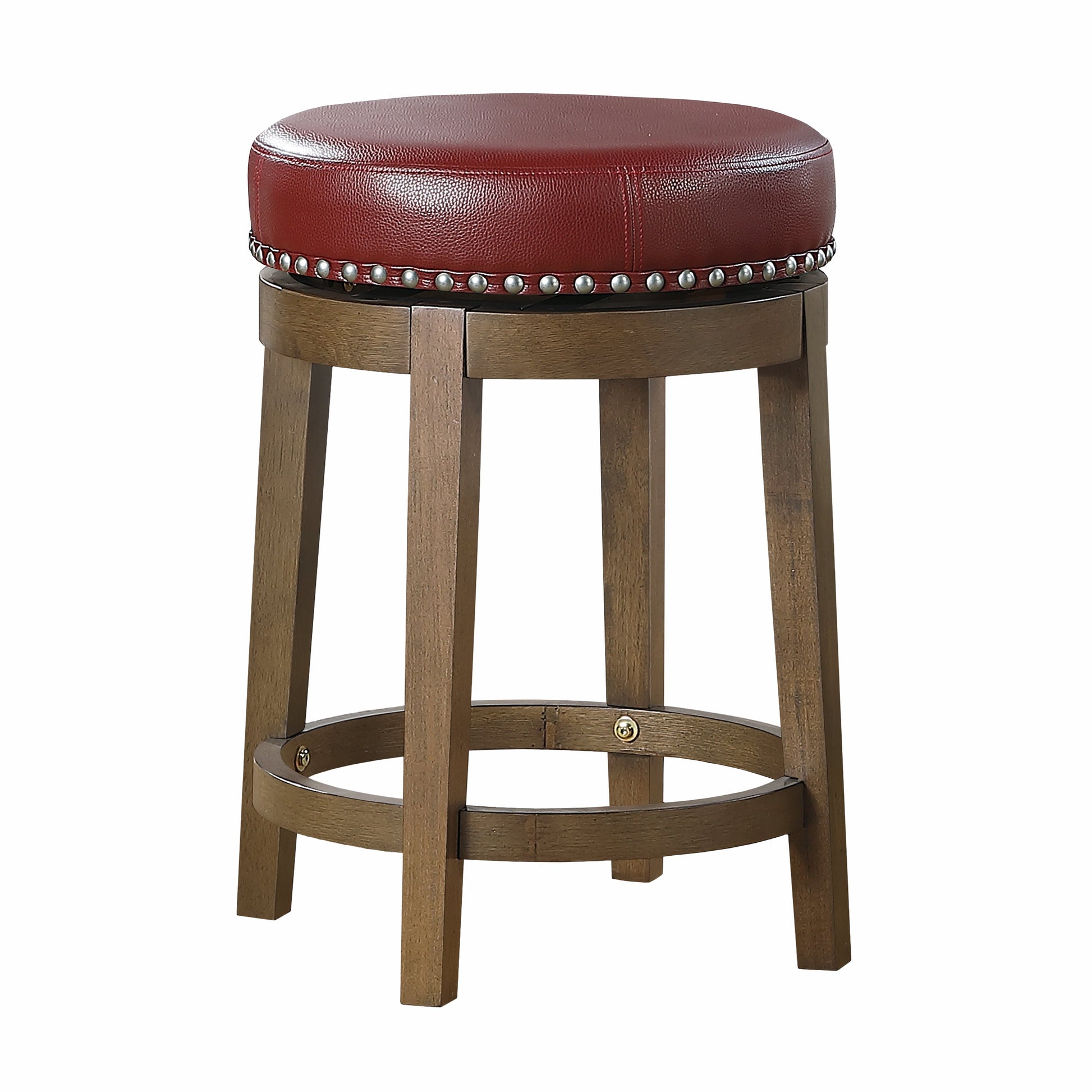 Westby Red/Brown Round Swivel Counter Height Stool, Set of 2 - 5681RED-24 - Luna Furniture - Dallas Store