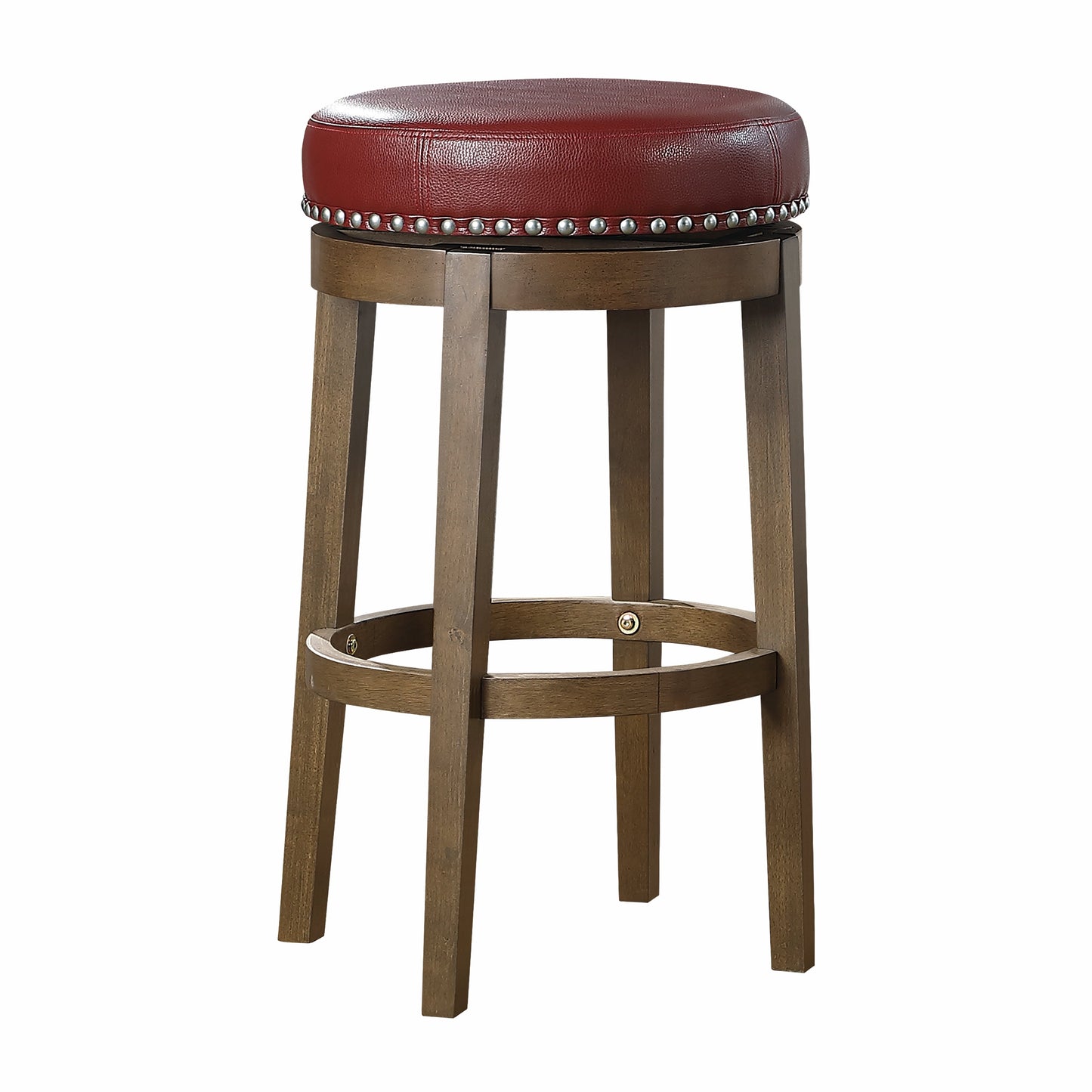 Westby Red/Brown Round Swivel Pub Height Stool, Red, Set of 2 - 5681RED-29 - Luna Furniture - Dallas Store