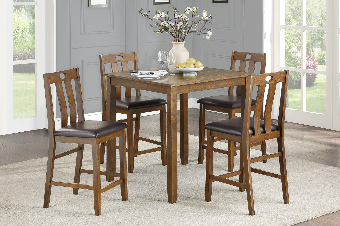 Weston Medium Brown 5-Piece Counter Height Set - 5746-36 - Luna Furniture - Dallas Store