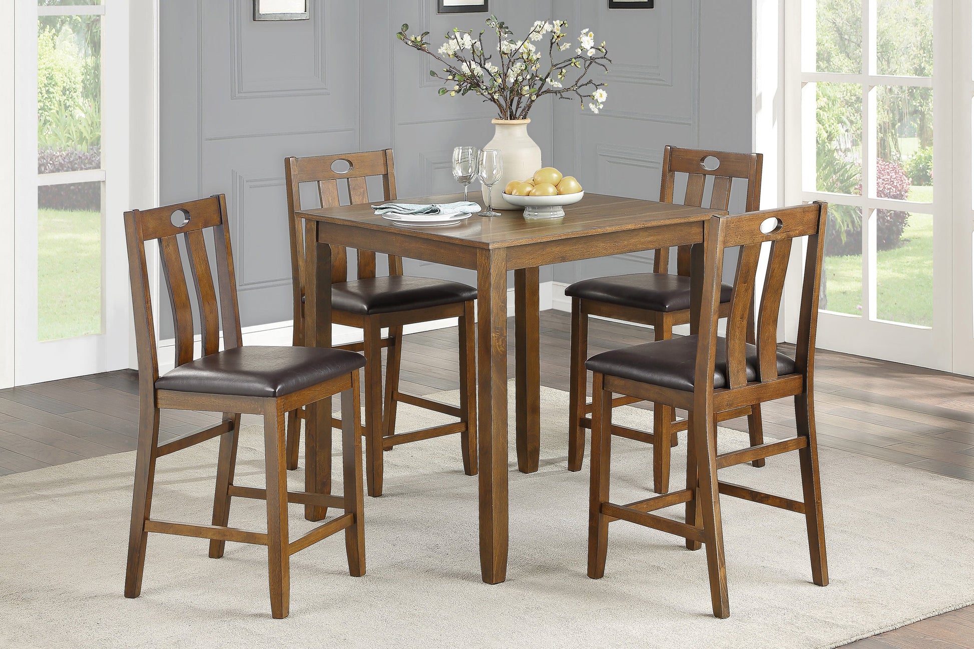Weston Medium Brown 5-Piece Counter Height Set - 5746-36 - Luna Furniture - Dallas Store