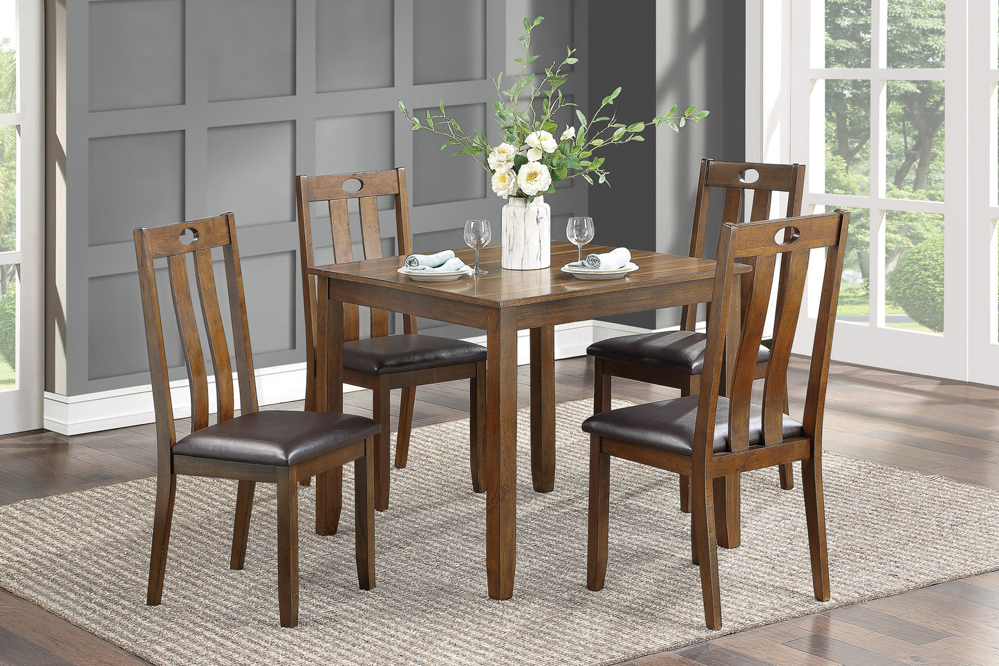 Weston Medium Brown 5-Piece Dining Set - 5746 - Luna Furniture - Dallas Store