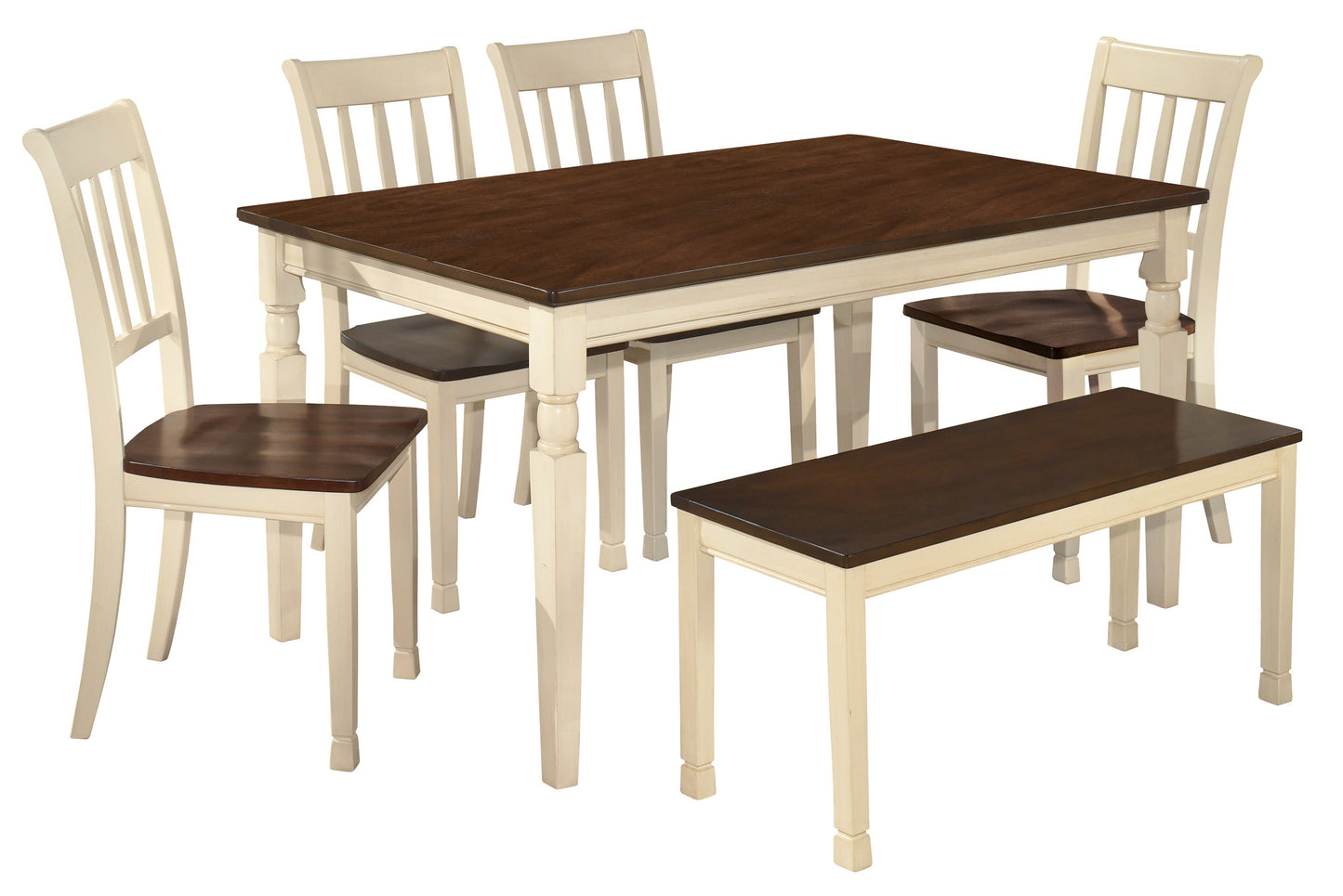 Whitesburg Brown/Cottage White Rectangular Dining Set - SET | D583-25 | D583-02(3) - Luna Furniture - Dallas Store