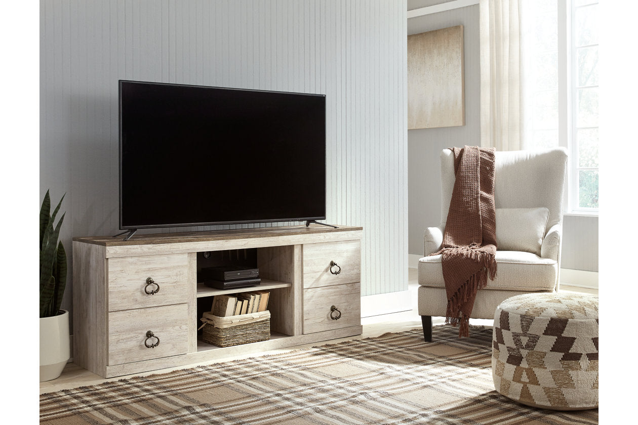 Willowton Whitewash 60" TV Stand - EW0267-268 - Luna Furniture - Dallas Store