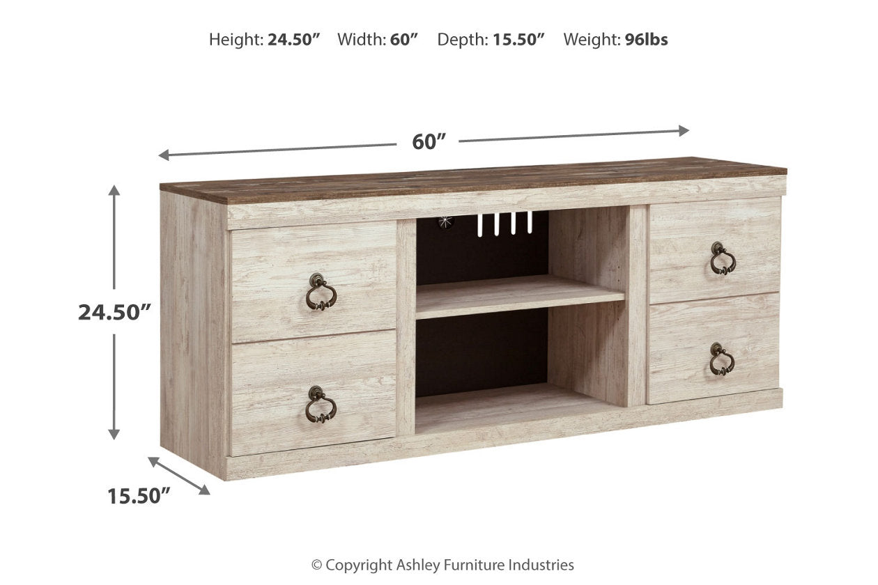 Willowton Whitewash 60" TV Stand - EW0267-268 - Luna Furniture - Dallas Store