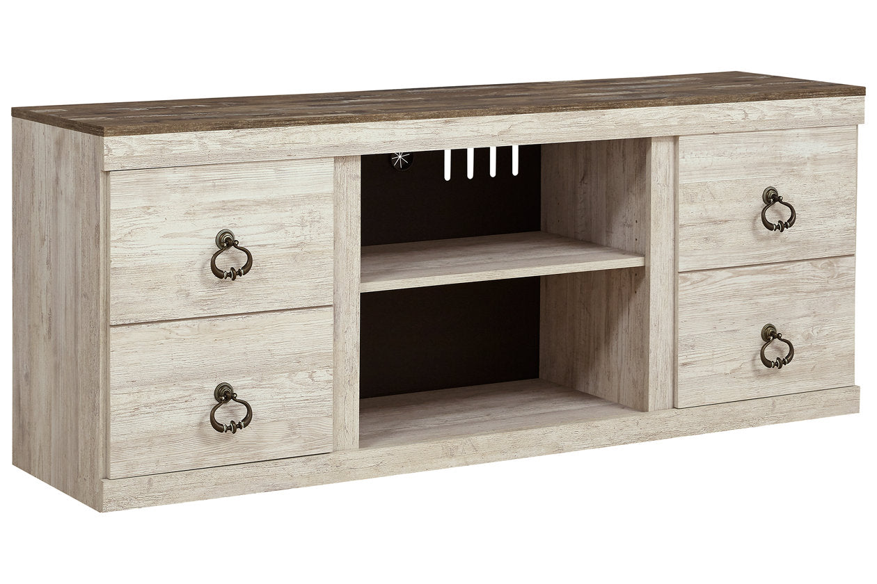 Willowton Whitewash 60" TV Stand - EW0267-268 - Luna Furniture - Dallas Store