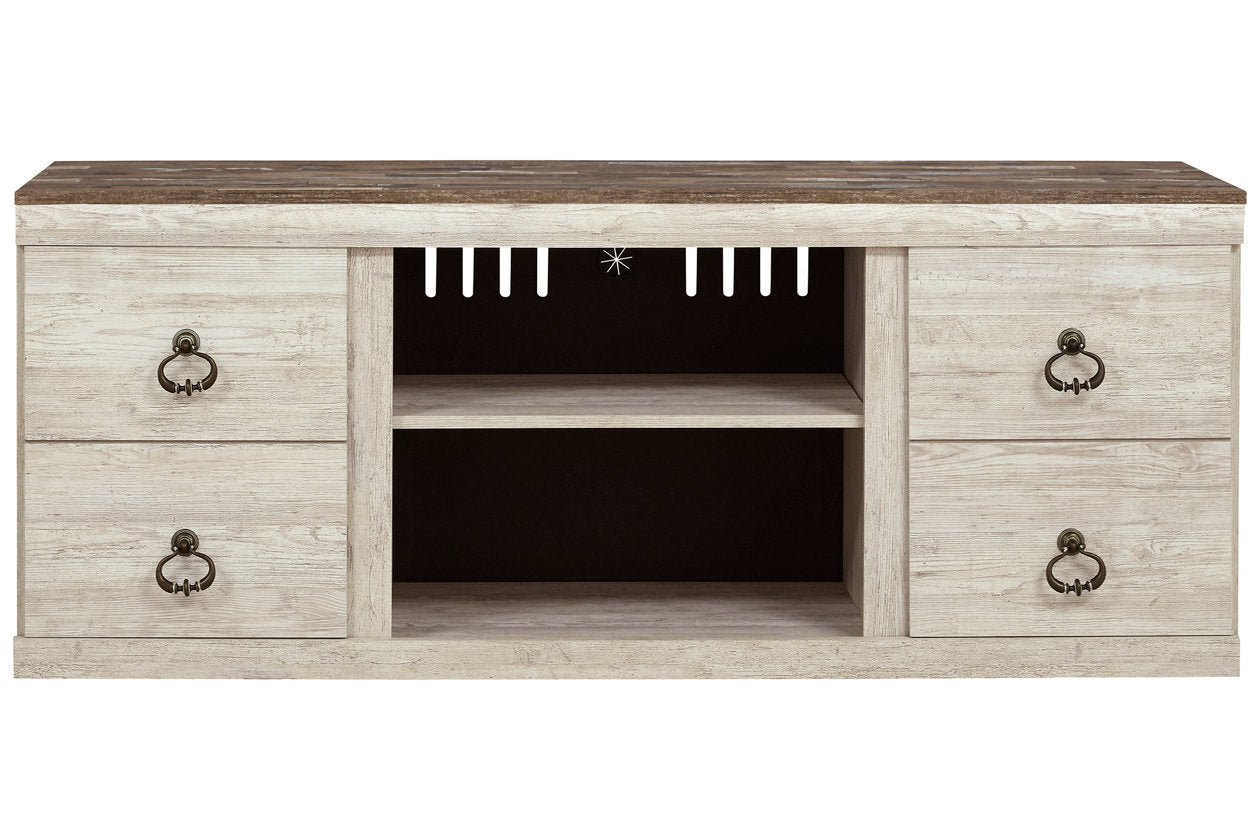 Willowton Whitewash 60" TV Stand - EW0267-268 - Luna Furniture - Dallas Store