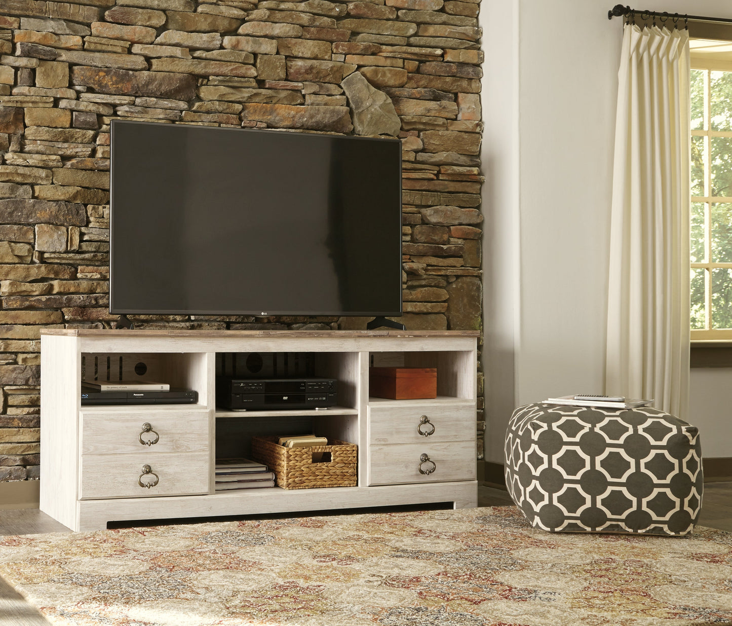 Willowton Whitewash 64" TV Stand - W267-68 - Luna Furniture - Dallas Store