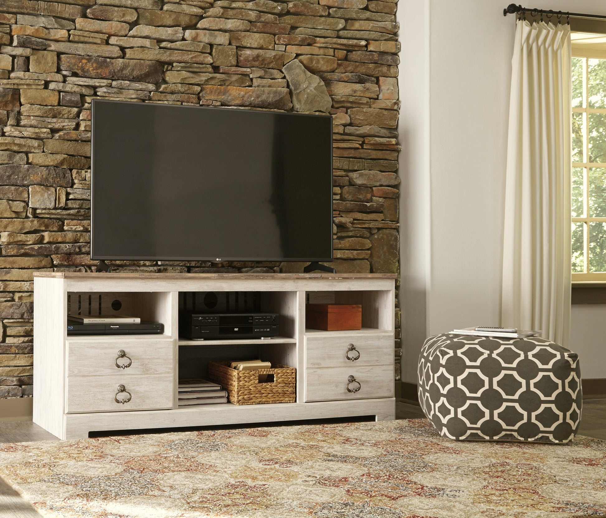 Willowton Whitewash 64" TV Stand - W267-68 - Luna Furniture - Dallas Store