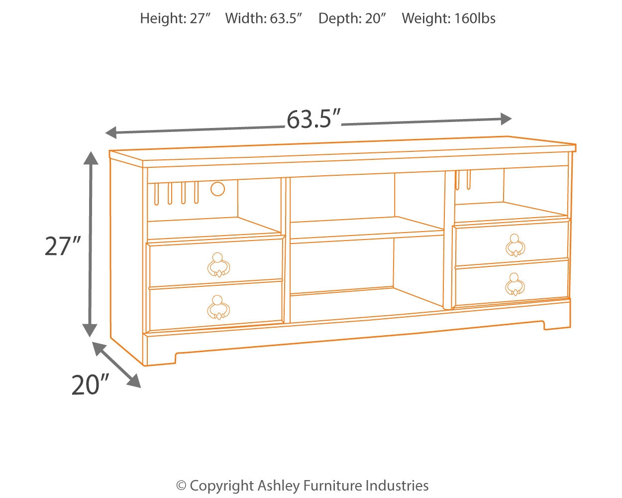 Willowton Whitewash 64" TV Stand - W267-68 - Luna Furniture - Dallas Store
