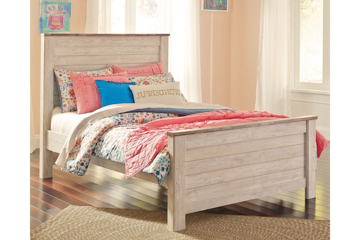 Willowton Whitewash Full Panel Bed - SET | B267-84 | B267-86 | B267-87 - Luna Furniture - Dallas Store