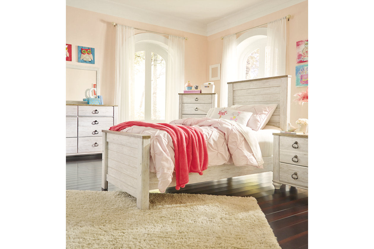 Willowton Whitewash Full Panel Bed - SET | B267-84 | B267-86 | B267-87 - Luna Furniture - Dallas Store