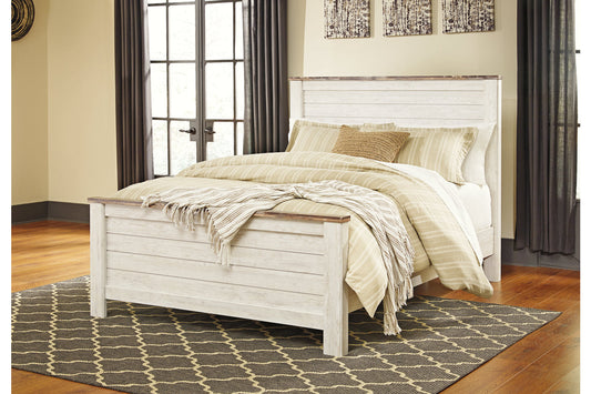 Willowton Whitewash Queen Panel Bed - SET | B267-54 | B267-57 | B267-98 - Luna Furniture - Dallas Store