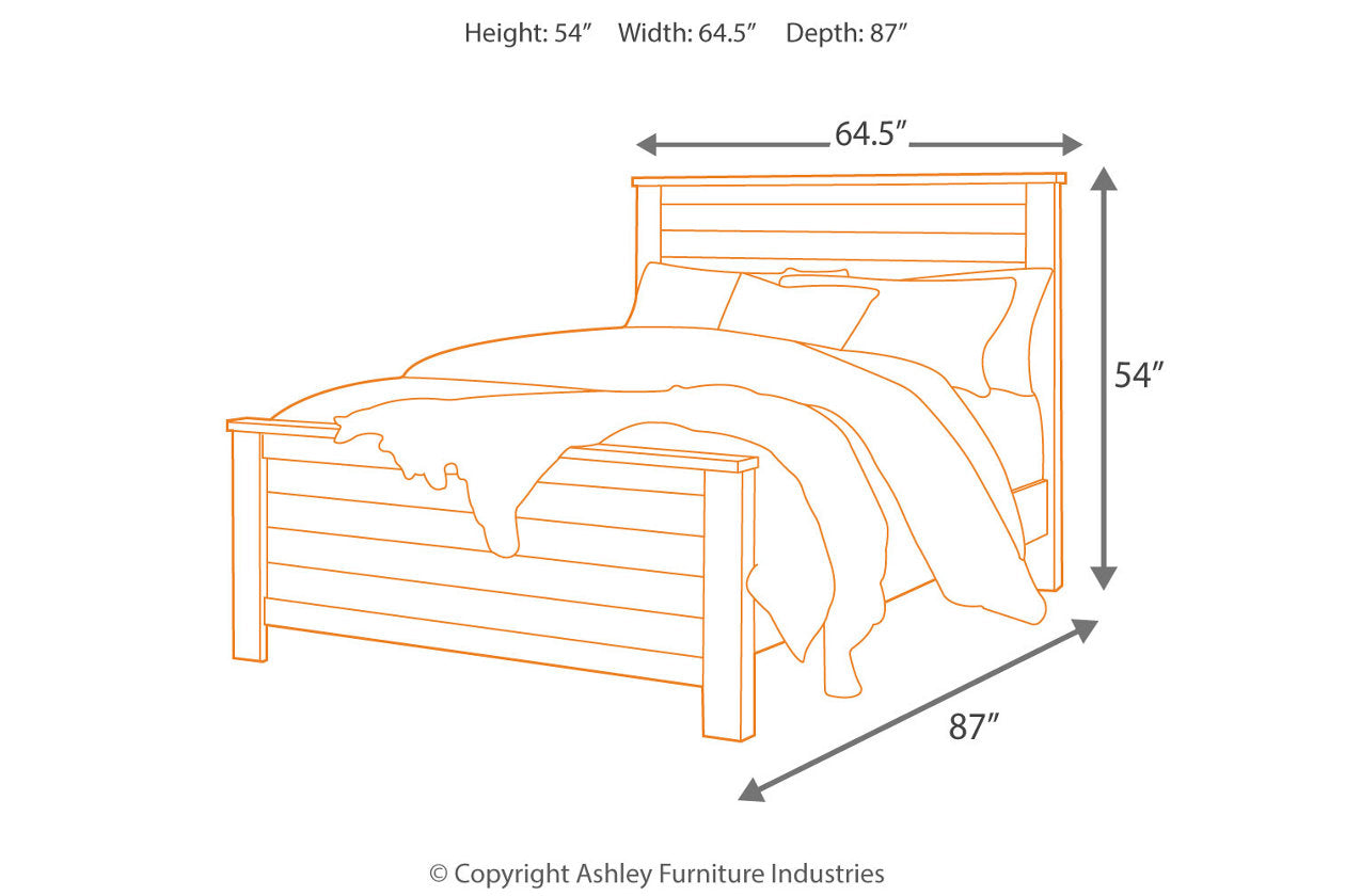 Willowton Whitewash Queen Panel Bed - SET | B267-54 | B267-57 | B267-98 - Luna Furniture - Dallas Store