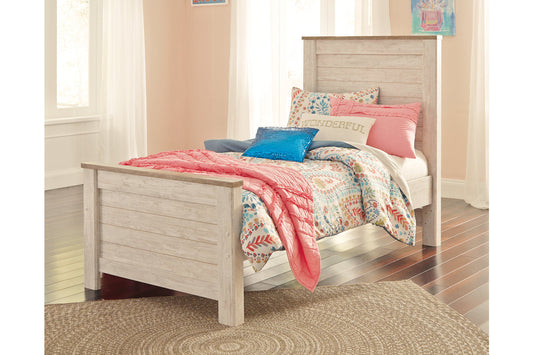 Willowton Whitewash Twin Panel Bed - SET | B267-52 | B267-53 | B267-83 - Luna Furniture - Dallas Store
