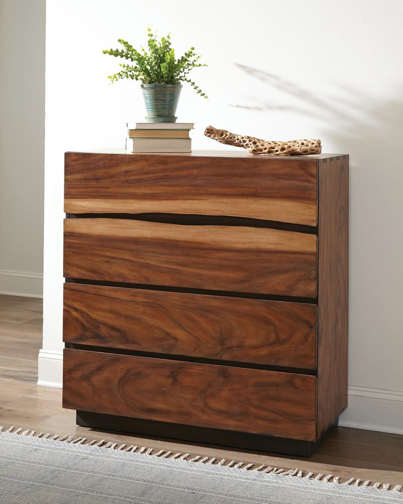 Winslow Smokey Walnut/Coffee Bean 4-Drawer Chest - 223255 - Luna Furniture - Dallas Store