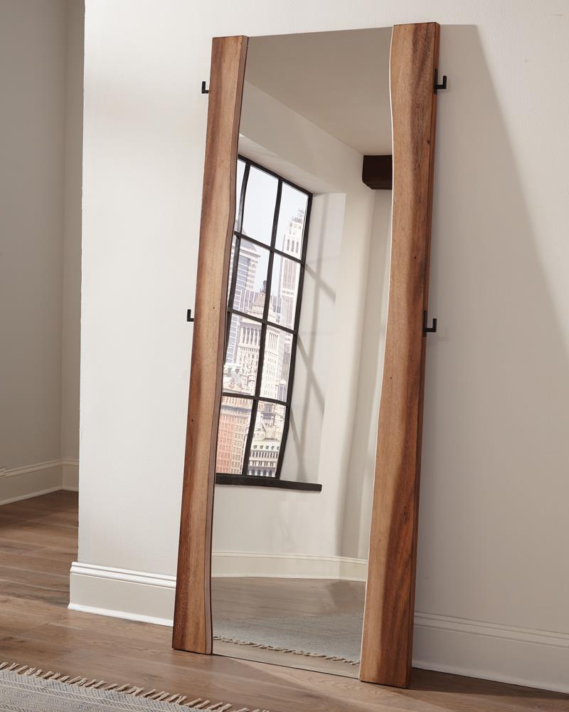 Winslow Smokey Walnut/Coffee Bean Standing Mirror - 223256 - Luna Furniture - Dallas Store