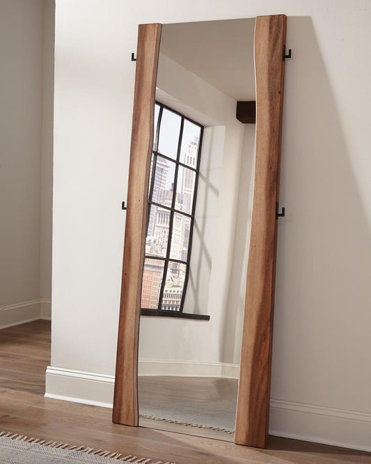 Winslow Smokey Walnut/Coffee Bean Standing Mirror - 223256 - Luna Furniture - Dallas Store