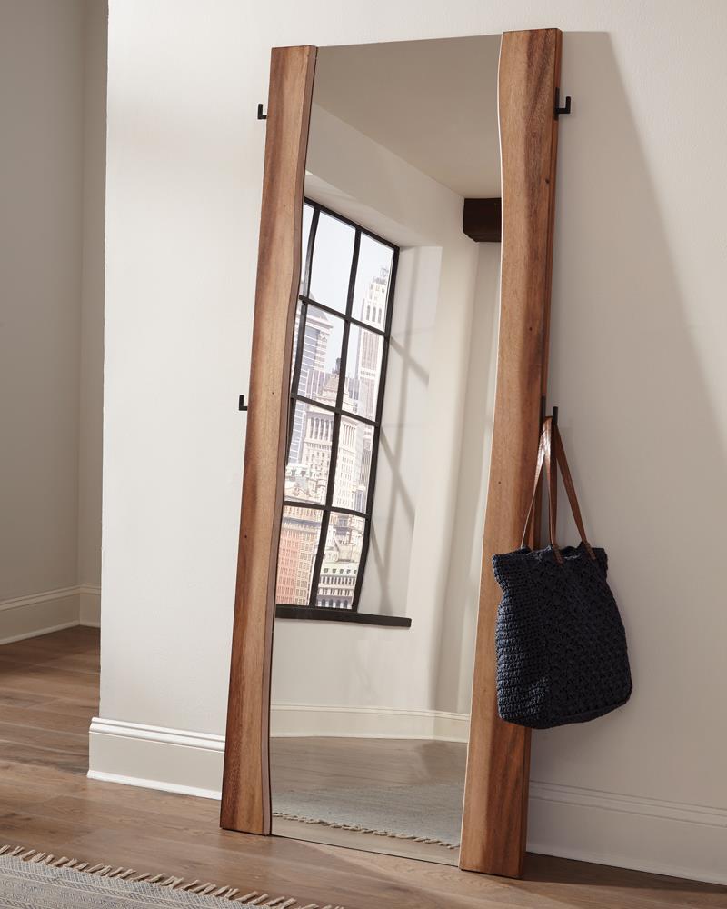 Winslow Smokey Walnut/Coffee Bean Standing Mirror - 223256 - Luna Furniture - Dallas Store
